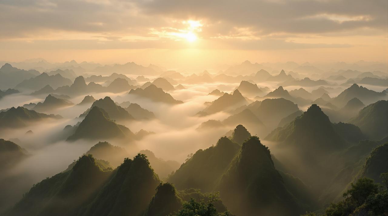 神马福利视频品牌背景 - 群山之巅 神马福利视频 - 壮阔山川晨雾航拍全景